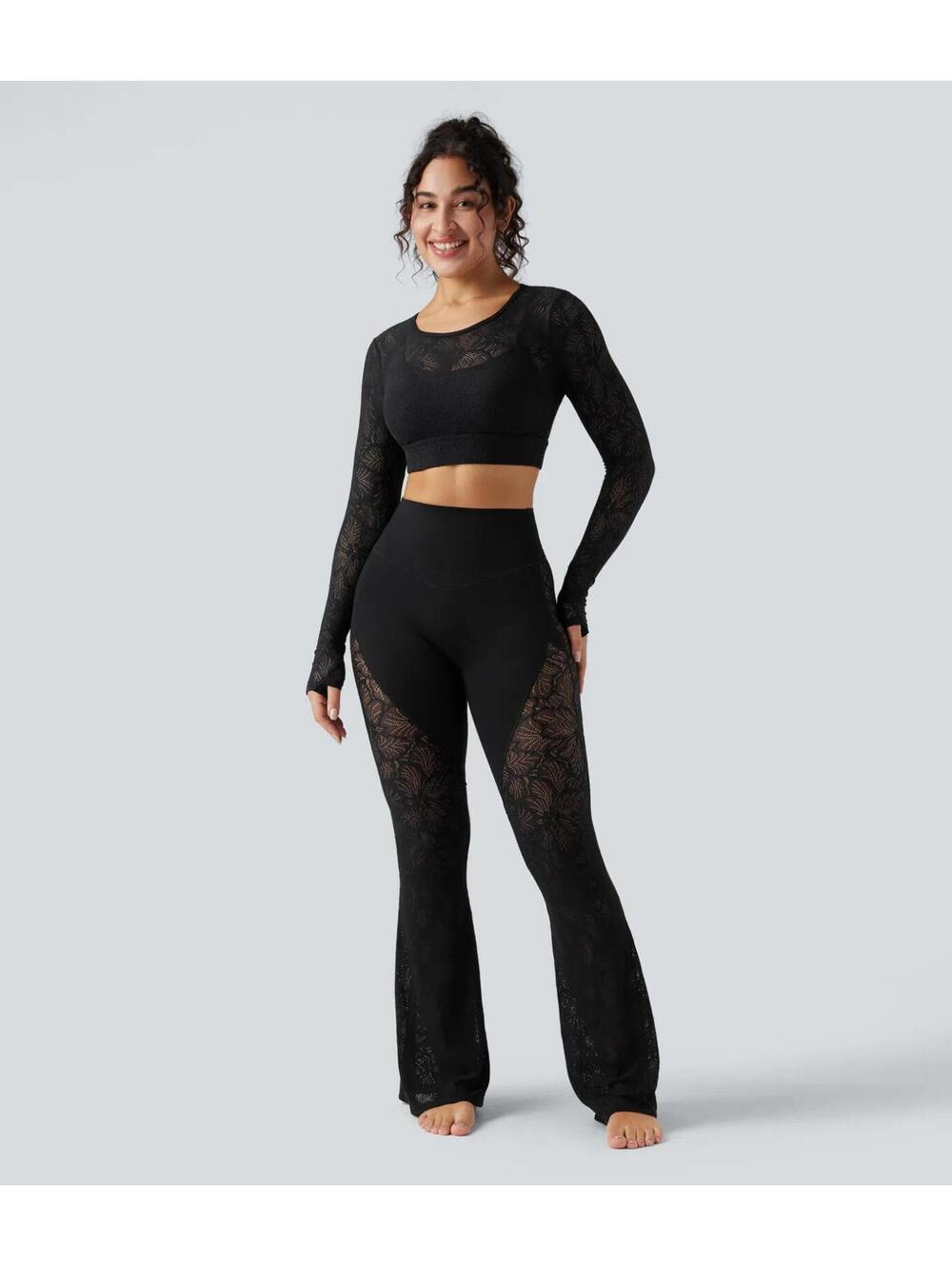 Halara UltraSculpt High Waisted Tummy Control Contrast Flare Legging Black Small - Picture 10 of 10
